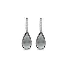Load image into Gallery viewer, New AW 25 Platinum plated briolette cut grey coloured Drop Earrings
