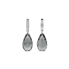 Load image into Gallery viewer, New AW 25 Platinum plated briolette cut grey coloured Drop Earrings
