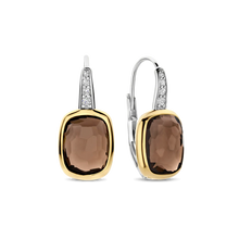 Load image into Gallery viewer, Smoky Brown Stone Gold Vermeil Leverback Earrings

