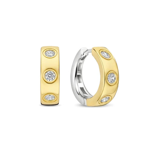 Ti Sento Sterling Silver Vermeil Classic Zirconia Hoops