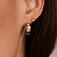 Load image into Gallery viewer, Ti Sento Sterling Silver Vermeil Classic Zirconia Hoops
