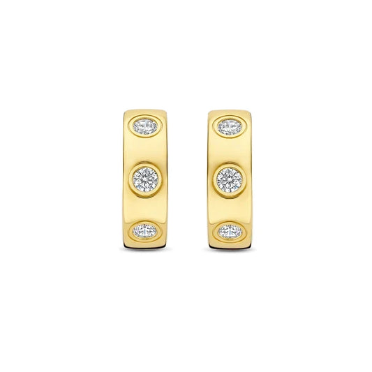 Ti Sento Sterling Silver Vermeil Classic Zirconia Hoops, view 2