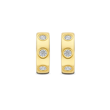 Load image into Gallery viewer, Ti Sento Sterling Silver Vermeil Classic Zirconia Hoops
