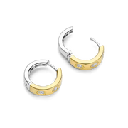 Ti Sento Sterling Silver Vermeil Classic Zirconia Hoops, view 3