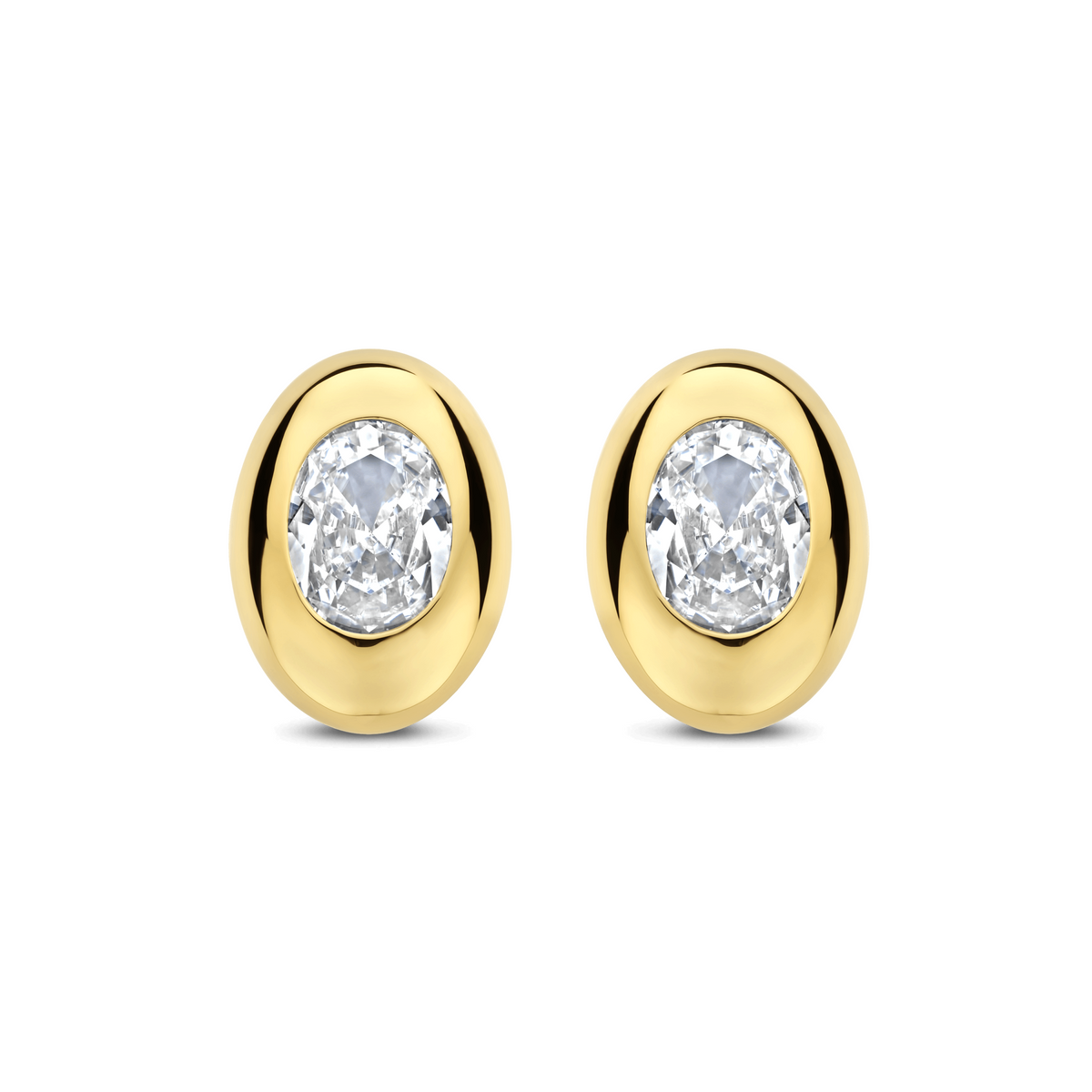 Gold Vermeil oval cubic zirconia stud earrings, alternative view