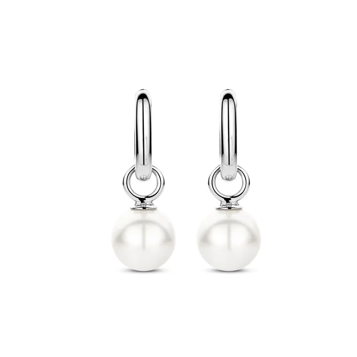Ti Sento Sterling Silver Pearl Earrings, view 2