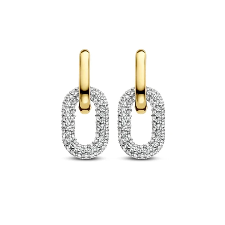 Gold Vermeil and Cubic Zirconia Drop Earrings
