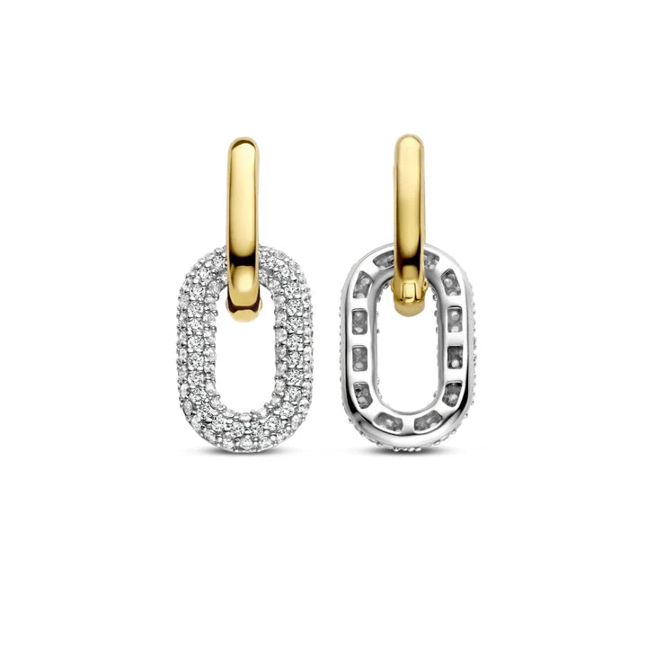 Gold Vermeil and Cubic Zirconia Drop Earrings, view 2