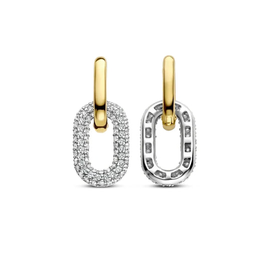 Gold Vermeil and Cubic Zirconia Drop Earrings, view 2