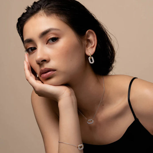 Gold Vermeil and Cubic Zirconia Drop Earrings, view 4