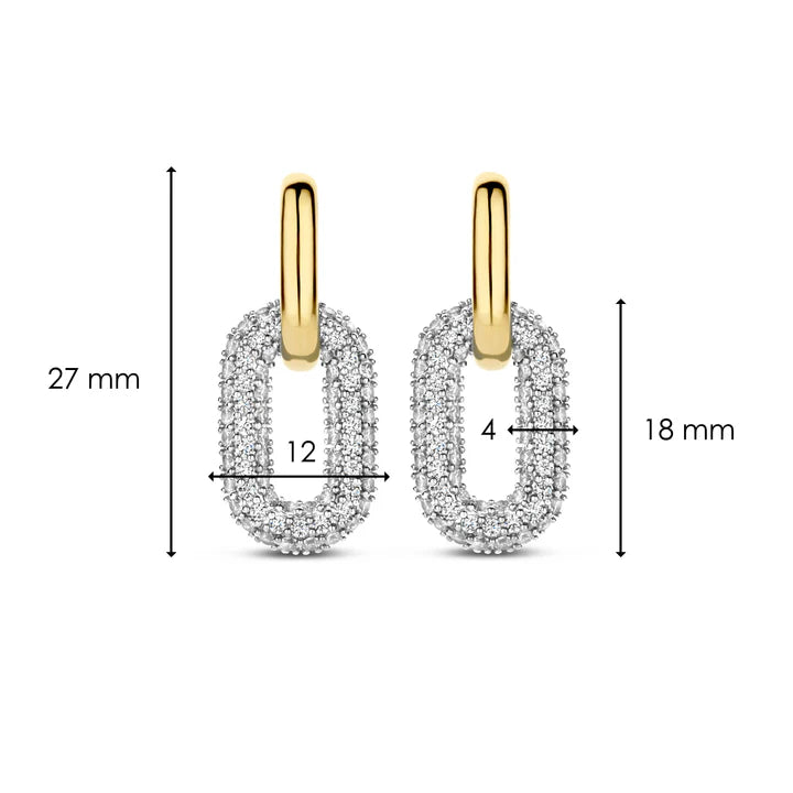 Gold Vermeil and Cubic Zirconia Drop Earrings, view 3