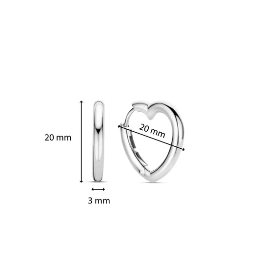 Sterling Silver Heart Shaped Hoop Earrings, view 2