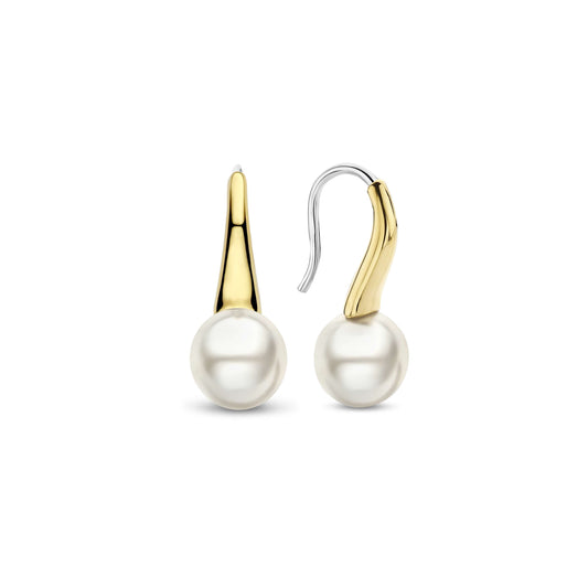 Gold Vermeil 8mm Pearl Drop Earrings by TI SENTO
