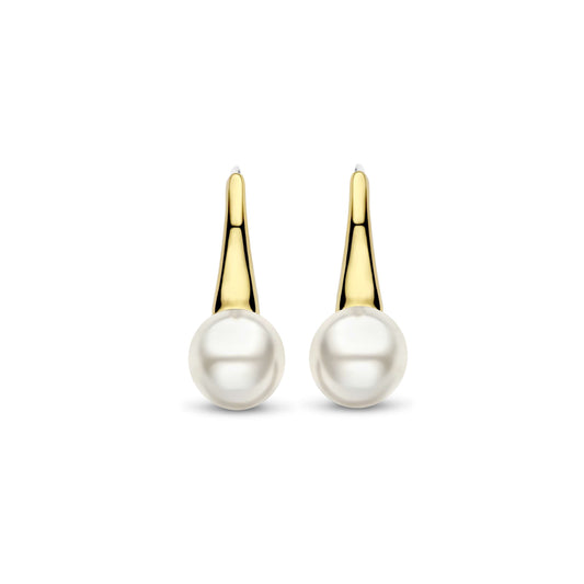 Gold Vermeil 8mm Pearl Drop Earrings by TI SENTO, view 3
