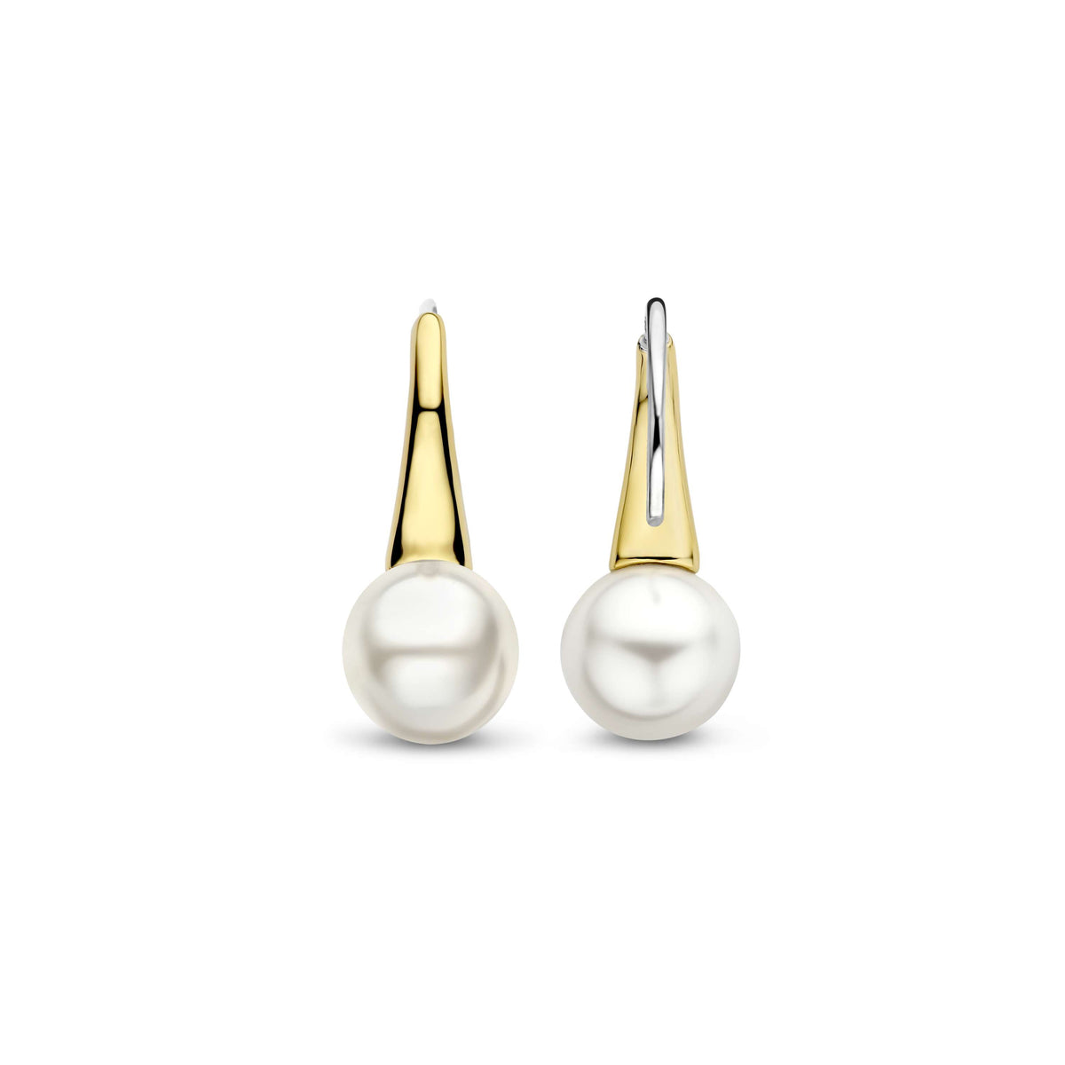 Gold Vermeil 8mm Pearl Drop Earrings by TI SENTO, view 4