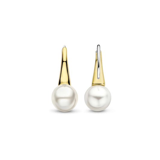 Gold Vermeil 8mm Pearl Drop Earrings by TI SENTO, view 4
