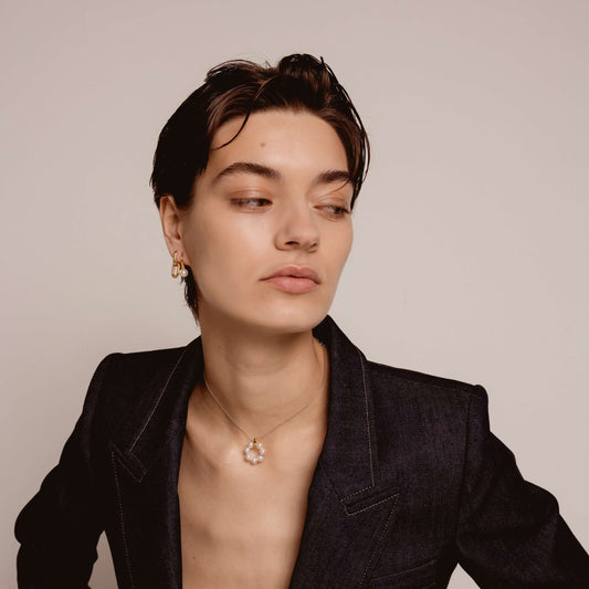 Gold Vermeil 8mm Pearl Drop Earrings by TI SENTO, view 2