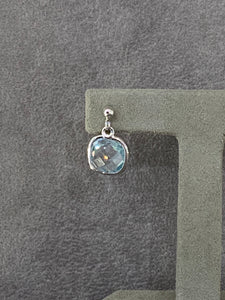 9ct White Gold cushion cut Blue Topaz drop earrings