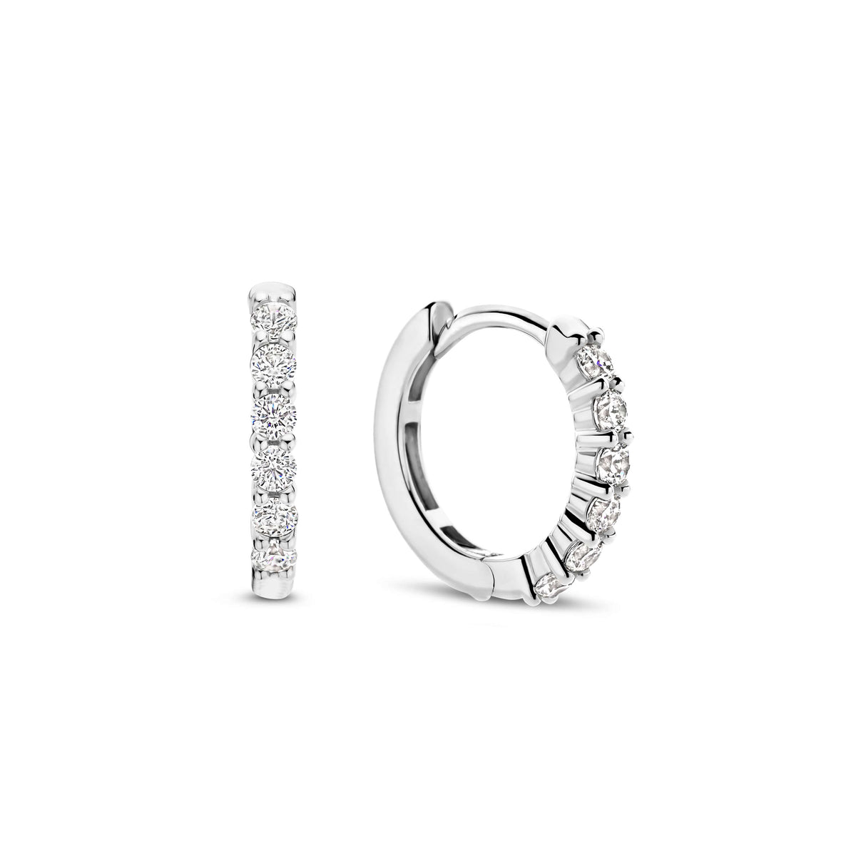 Sterling Silver and CZ Hoop earrings, view 3