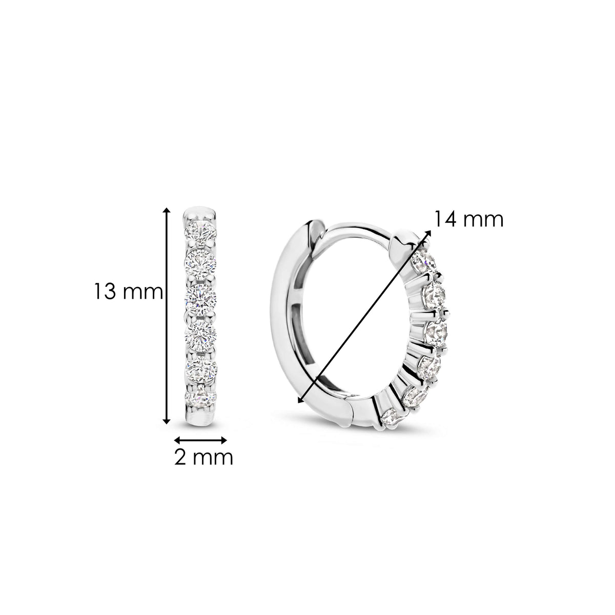 Sterling Silver and CZ Hoop earrings, view 2