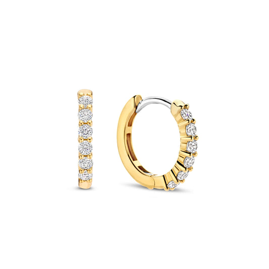 Gold Vermeil and CZ Hoop earrings, view 3