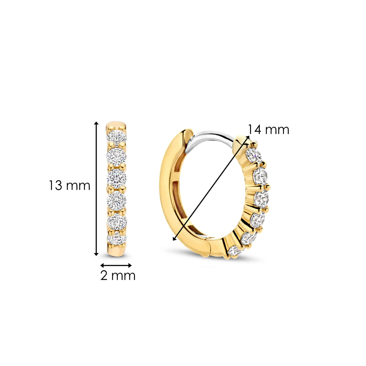 Gold Vermeil and CZ Hoop earrings, view 2