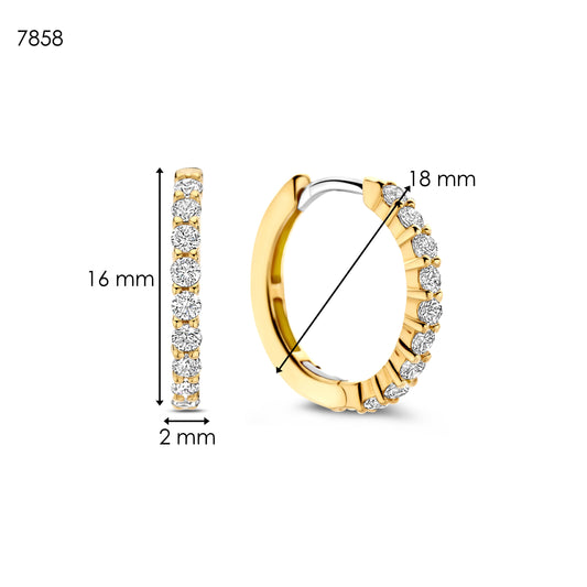 Ti Sento Gold Vermeil Silver Cubic Zirconia Huggie Hoop Earrings – 18mm, view 3