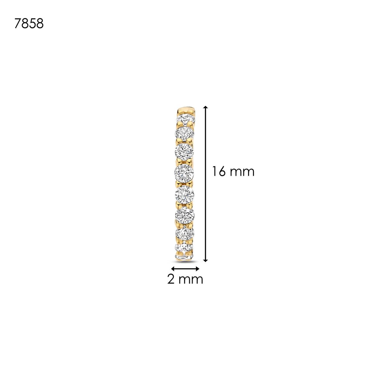 Ti Sento Gold Vermeil Silver Cubic Zirconia Huggie Hoop Earrings – 18mm, view 4