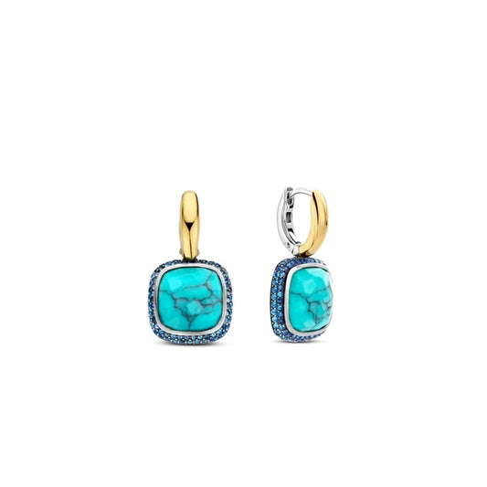 Turquoise Gold Vermeil and Silver Drop Earrings, view 5