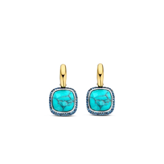 Turquoise Gold Vermeil and Silver Drop Earrings