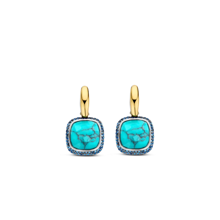 Turquoise Gold Plated and Silver drop Earrings