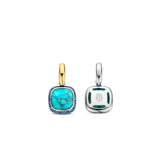 Turquoise Gold Vermeil and Silver Drop Earrings, view 4