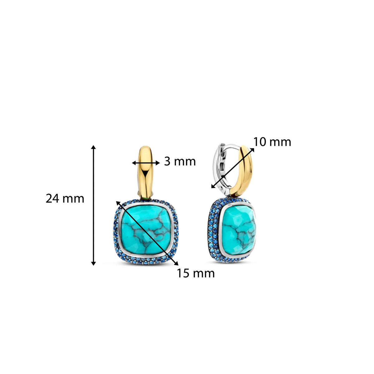 Turquoise Gold Vermeil and Silver Drop Earrings, view 6