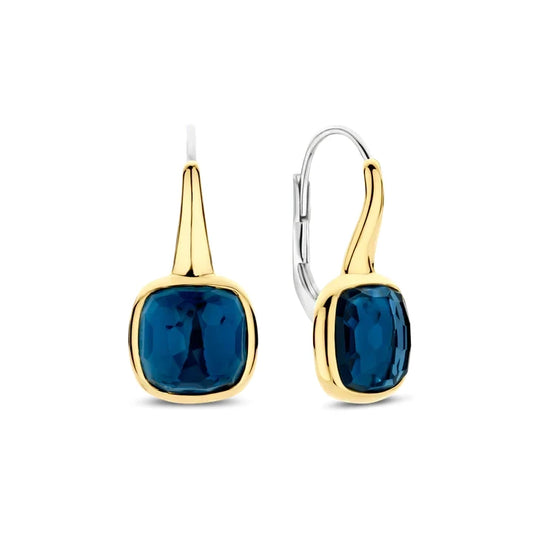 Deep Blue Stone Gold Vermeil Drop Earrings