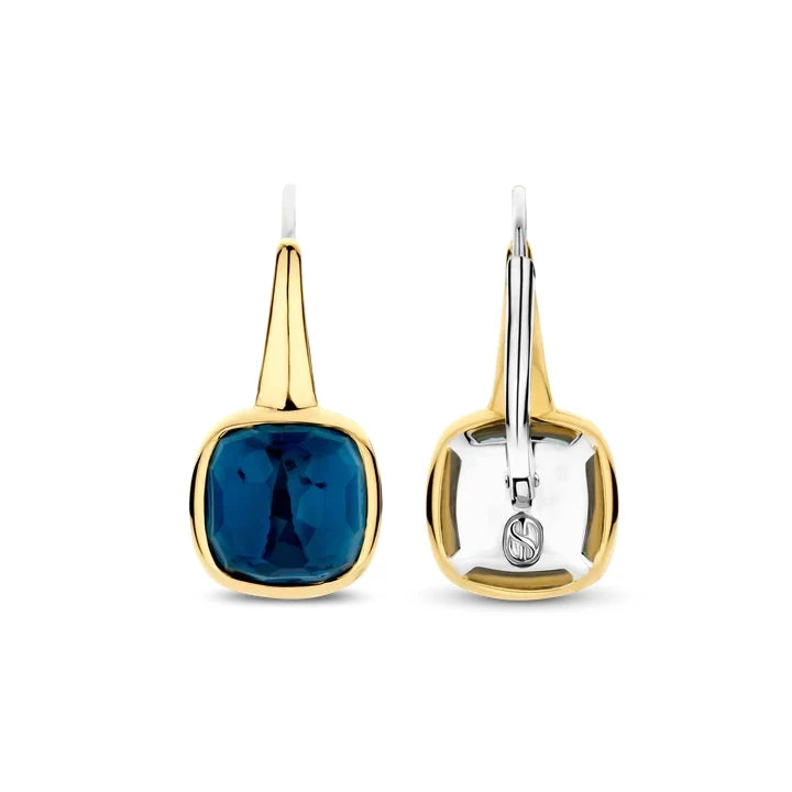 Deep Blue Stone Gold Vermeil Drop Earrings, view 5