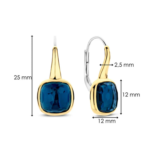 Deep Blue Stone Gold Vermeil Drop Earrings, view 3