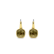 Load image into Gallery viewer, Khaki Stone Gold Vermeil Drop Earrings
