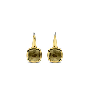 Khaki Stone Gold Vermeil Drop Earrings