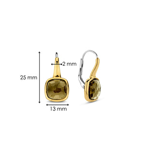 Khaki Stone Gold Vermeil Drop Earrings