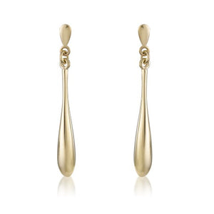 9ct Yellow Gold long tapered drop Earrings