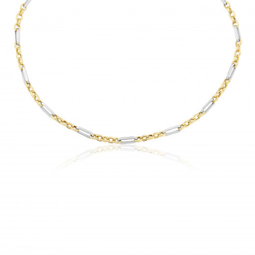 9ct Yellow and White Gold Link Necklace, view 2