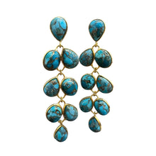 Load image into Gallery viewer, Turquoise and Gold Vermeil Cascade Drop Earrings
