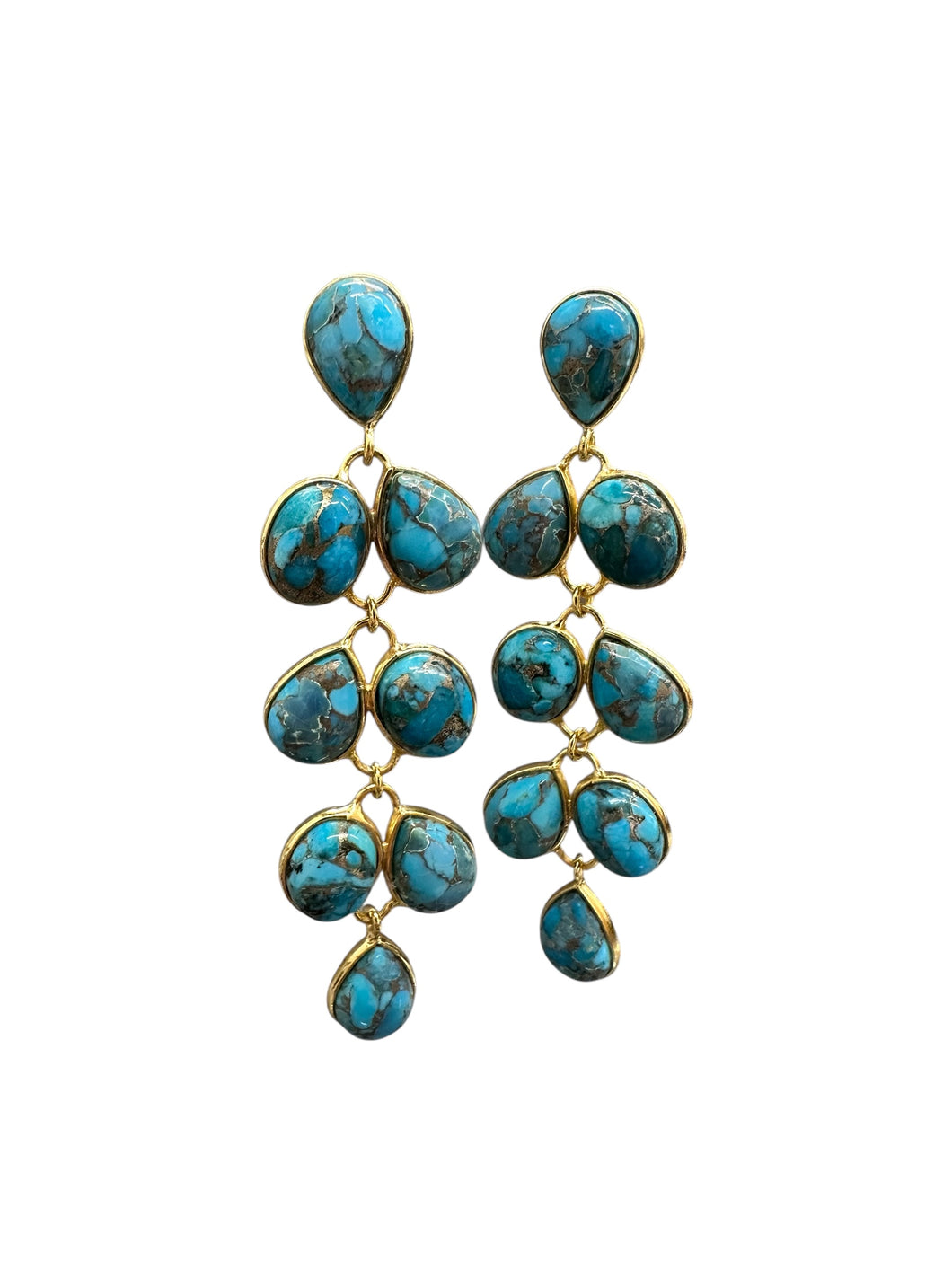 Turquoise vermeil long drop earrings