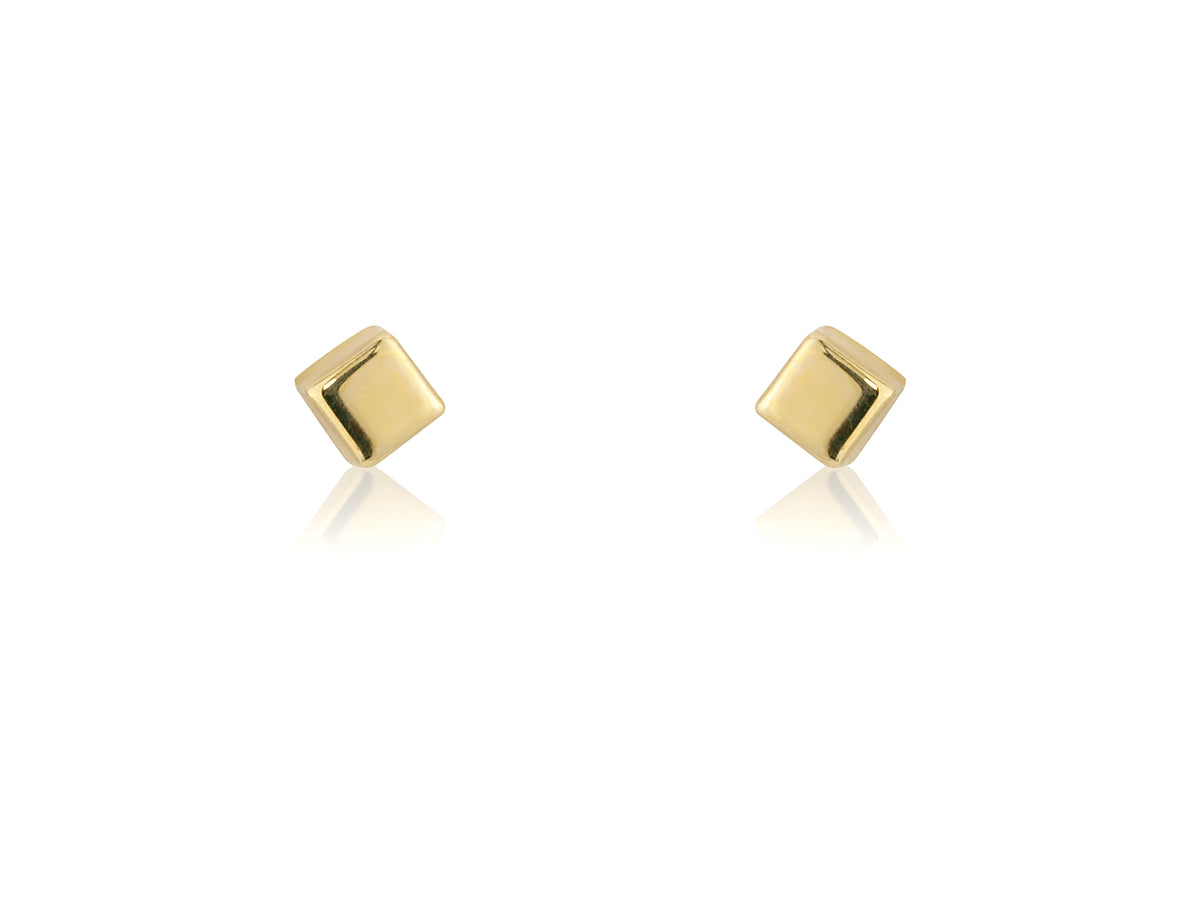 9ct Yellow Gold Super Mini Square Stud Earrings, view 2