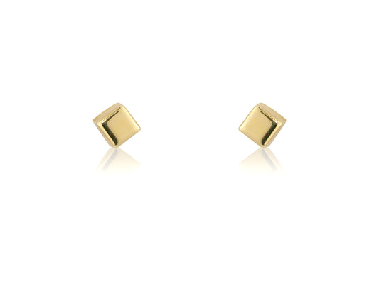 9ct Yellow Gold Super Mini Square Stud Earrings, view 2