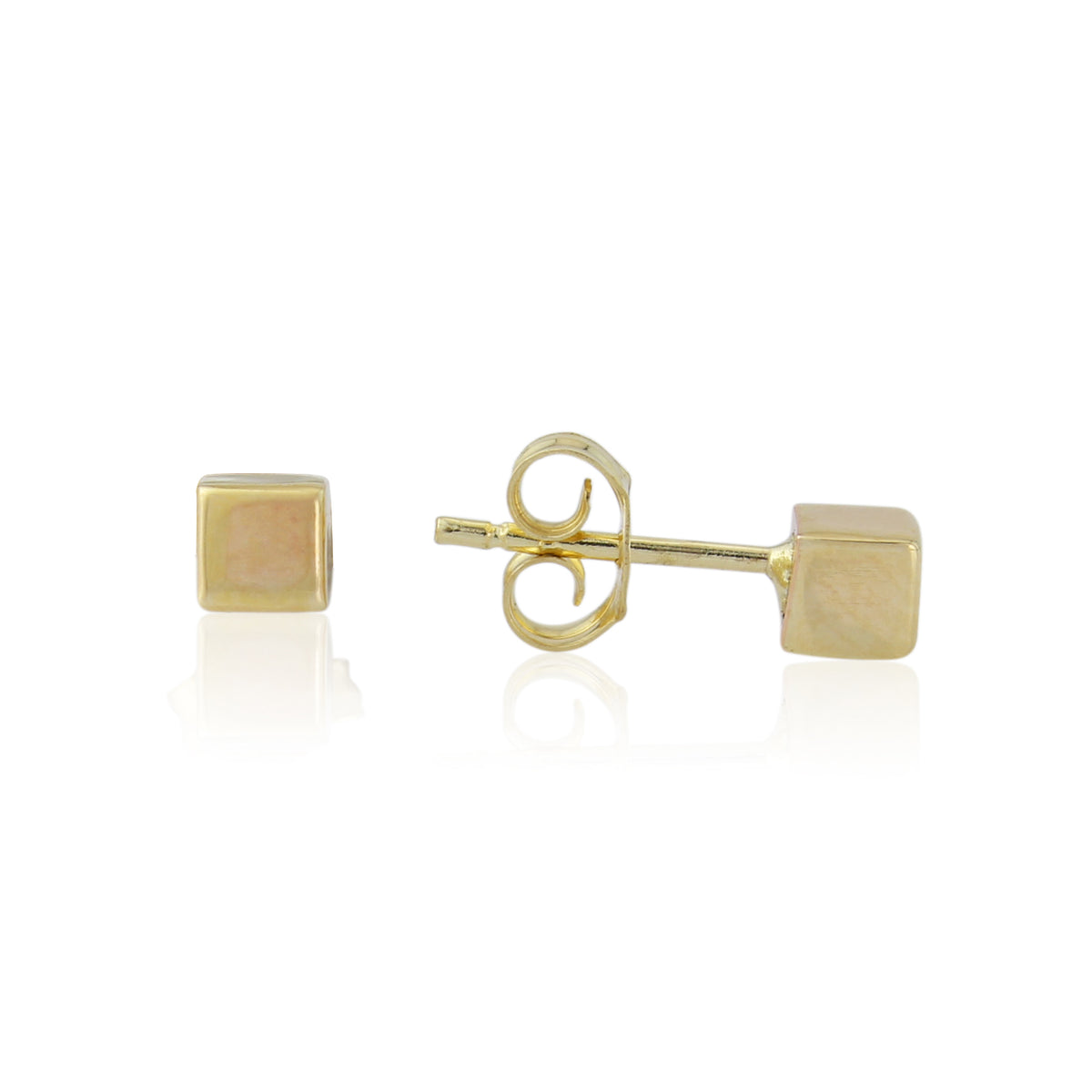 9ct Yellow Gold Super Mini Square Stud Earrings