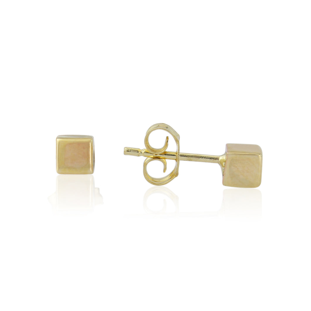 9ct Yellow Gold super mini square Stud Earrings