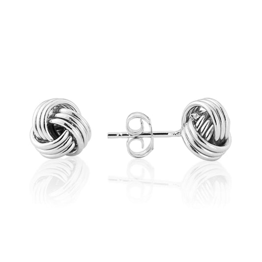 9ct White Gold Knot Stud Earrings