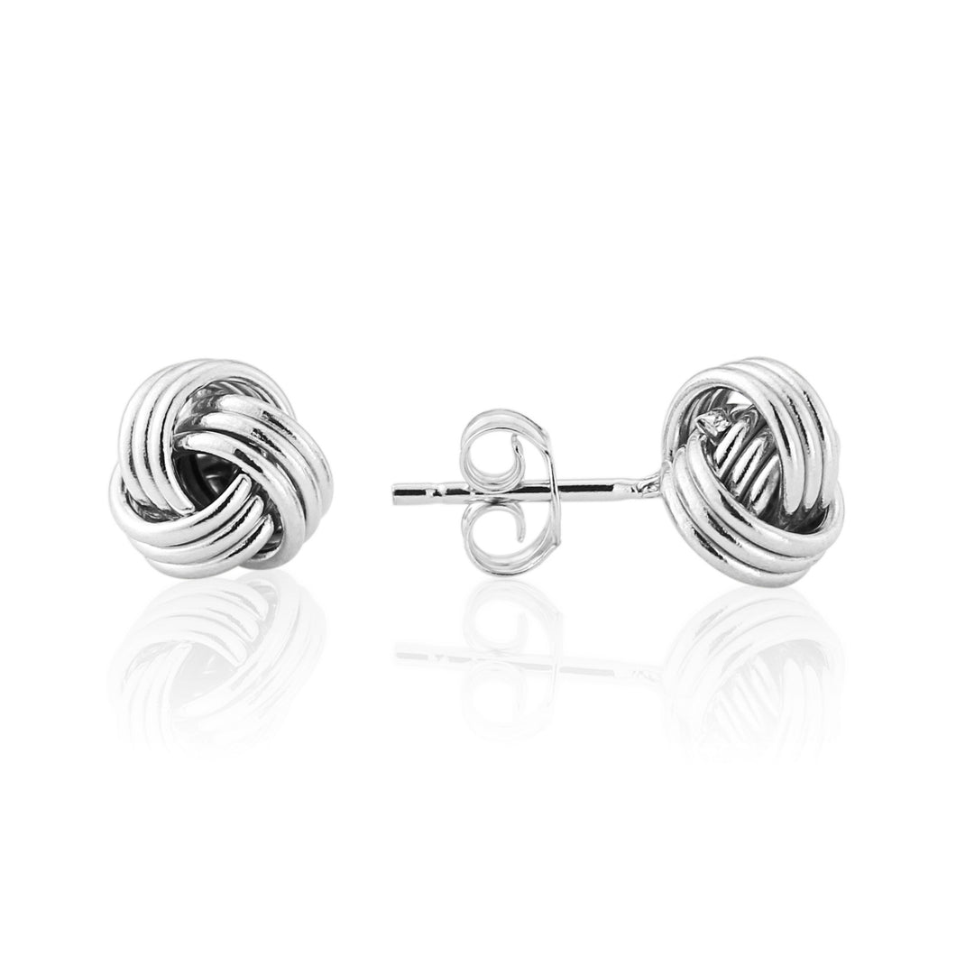 9ct White Gold knot stud earrings