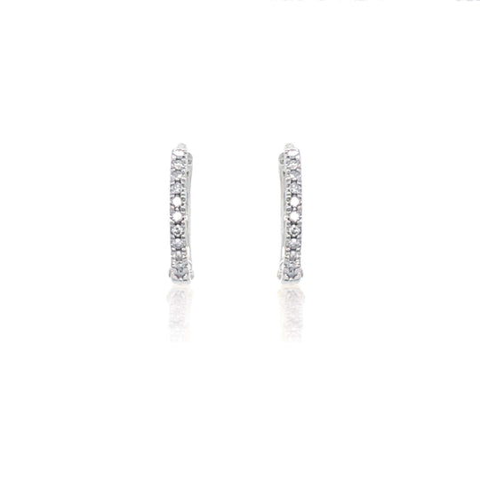 9ct White Gold & Diamond Medium Hoop Earrings
